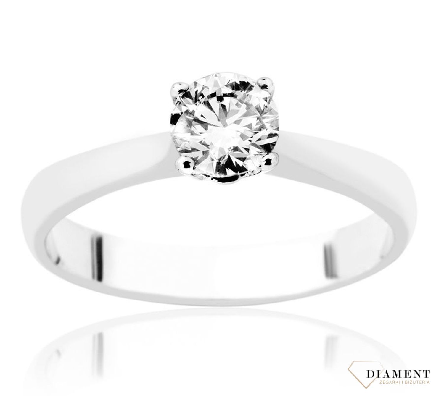 Pierścionek złoty DIAMENT 585, białe złoto, diamenty z diamentami 0660027109 HSI  wykonany ze złota próby 585. Pierścionek z diamentem wielkości 0,09 ct, czystości SI oraz barwie H.  Waga 1,06 gram..jpg